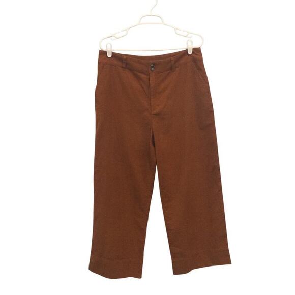 Garnet Hill Women Wide Leg Pants Size 12 Tan Brown Classic Minimalist Beachy NEW - Picture 1 of 12